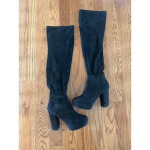 Platform over the knee boots